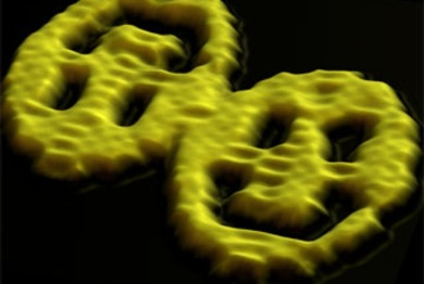 DNA origami smiley faces are each 1/1000 the width of a human hair. (Image: Paul Rothemund/Caltech)